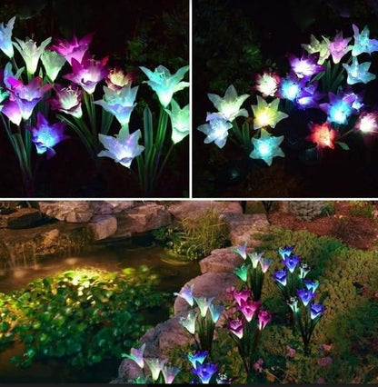 Solar Powered Flower Lights with Lily Flower