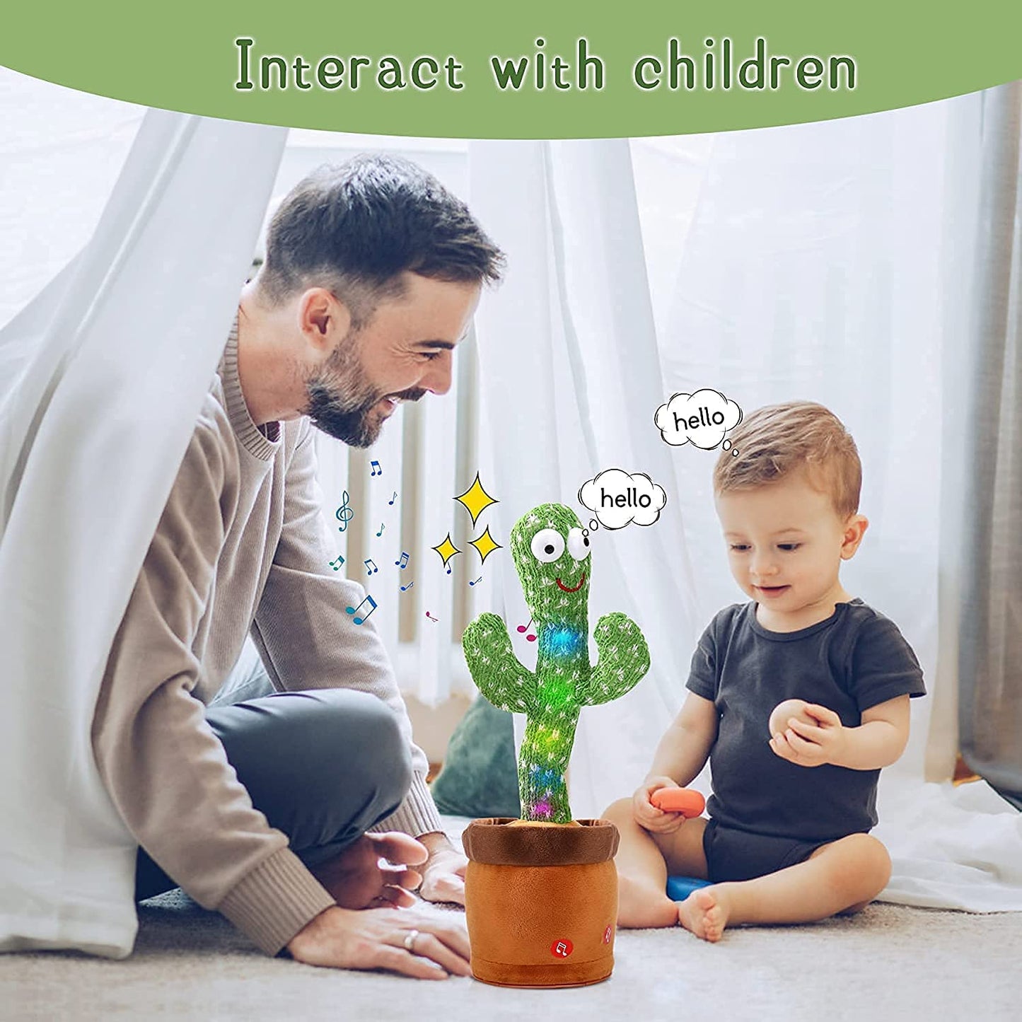 Dancing Cactus Toy|Led Lights & Talking Musical Dancing Plush Cactus Toy|Early Educational Toy For Kids Babies Children|Wriggle&Singing Repeating What You Say Cactus Toys 120 Songs