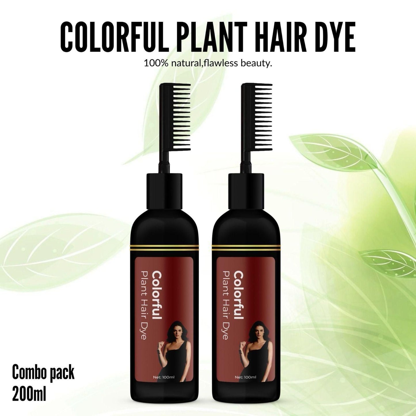 Revitalize Your Hair with Colorful Plant Hair Dye 100ml Comb Shampoo (Pack of 2)