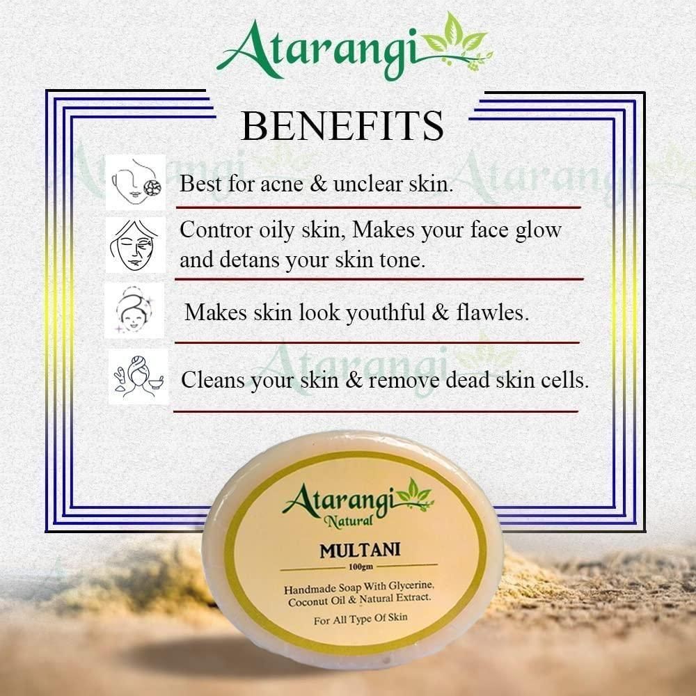 Atarangi Natural Multani Mitti handmade soap with Multani Mitti for remove pimple marks, 100 Gram