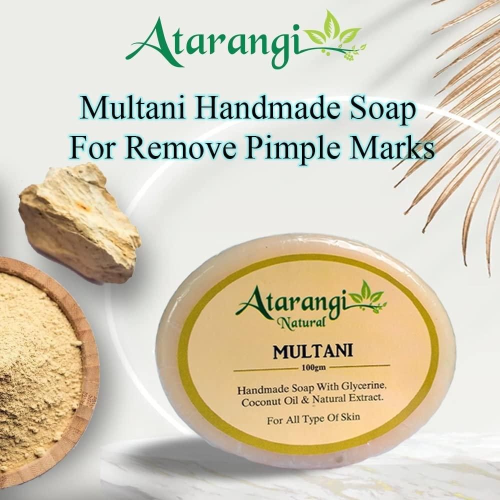 Atarangi Natural Multani Mitti handmade soap with Multani Mitti for remove pimple marks, 100 Gram