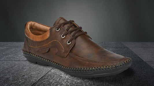 Men's Faux Leather Brown Casual Lace Up Shoes