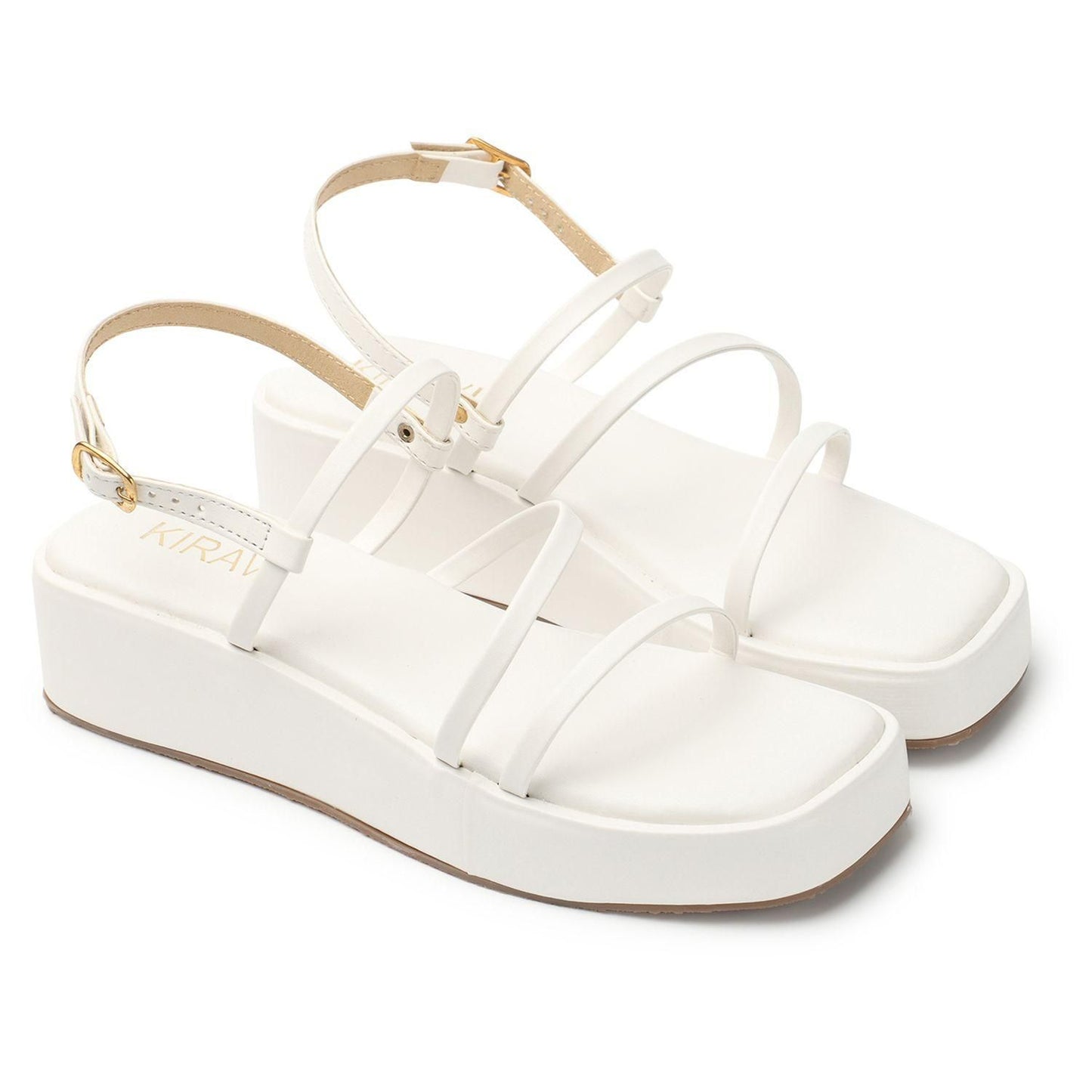 Kiravi Multi Strap Wedges- White