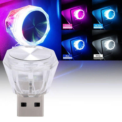 Multicolor Diamond Shape Car Mini USB LED Ambient Lights - Set of 2