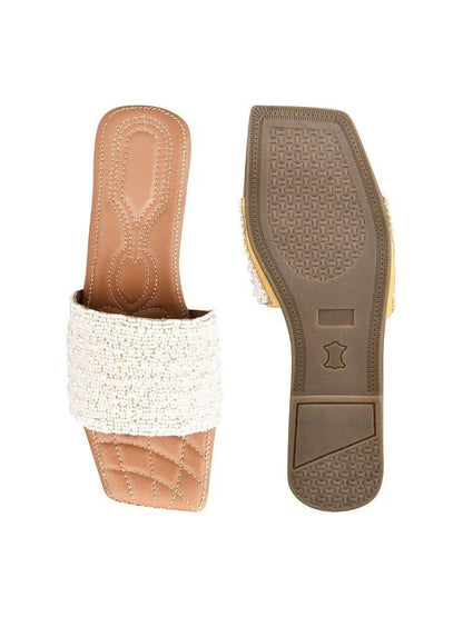 Pearl Studded Comfortable Flat Sandal