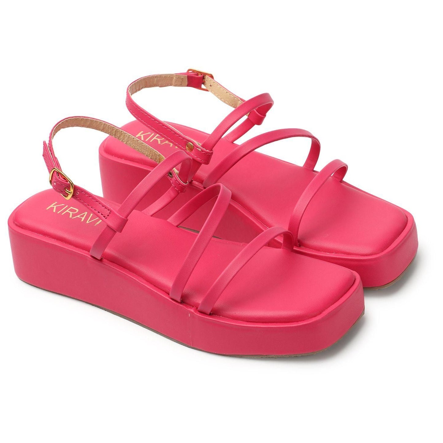 Kiravi Multi Strap Wedges- Pink