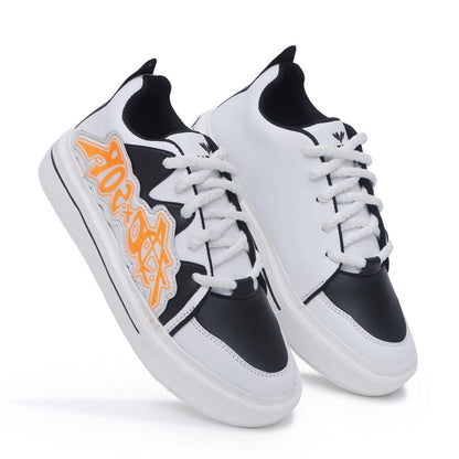 Monochrome Fancy Sneakers for Male with Tangelo Design