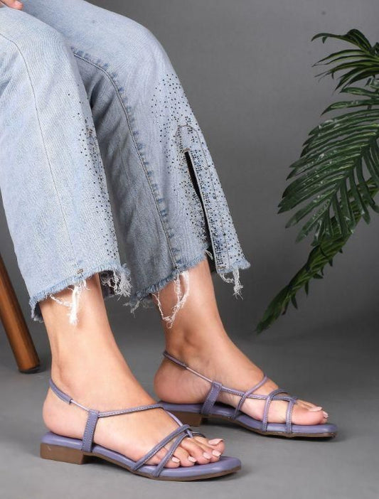 Strap Flat Sandal in Soft Cyber Grape