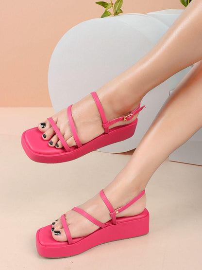 Kiravi Multi Strap Wedges- Pink