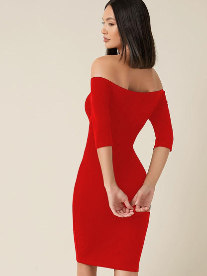 Lycra Off-the-Shoulder Bodycon Dress for Women