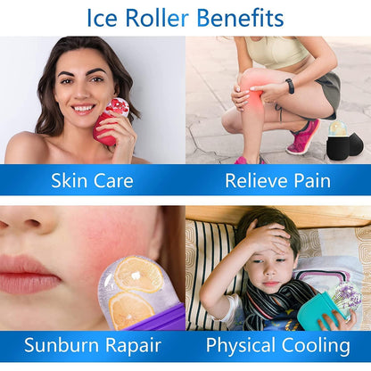 Ice Roller For Face Neck and Body For Puffy Eyes Easy to Use and Carry Unbreakable and Reusable Glowing and Clear Skin(Multicolor)