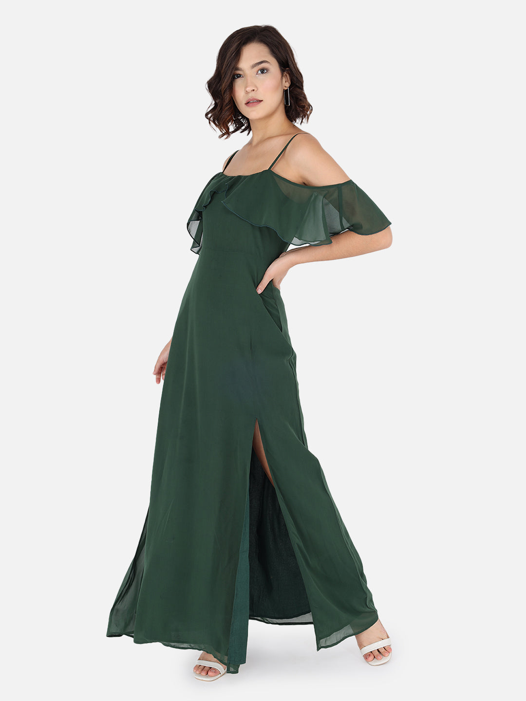 Trend Arrest Women's  Polyester Solid Stylish Maxi Dress