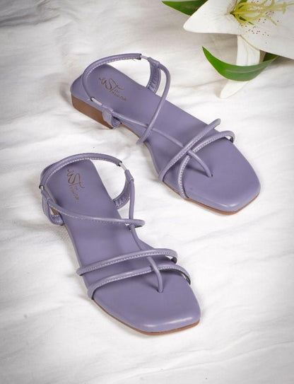 Strap Flat Sandal in Soft Cyber Grape