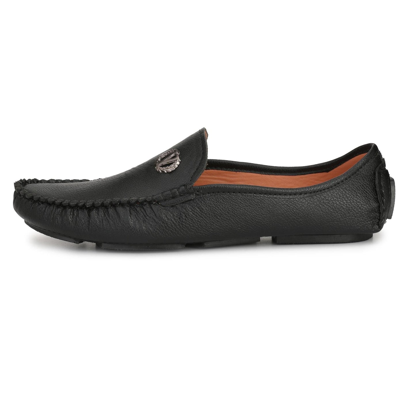 Raven Black Stylish Men's Loafer with Silver Metal Jewel