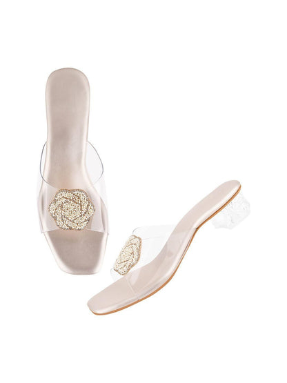 Transparent Kitten Heel Sandals for Women