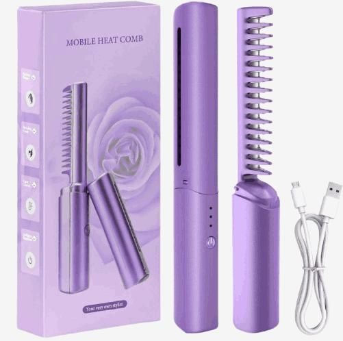 Travel Friendly Mini Cordless Rechargeable Hair Straightening Comb