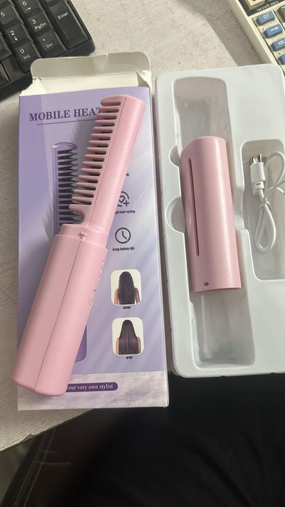 Travel Friendly Mini Cordless Rechargeable Hair Straightening Comb