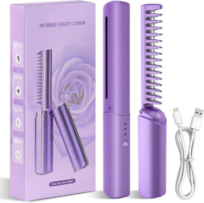 Travel Friendly Mini Cordless Rechargeable Hair Straightening Comb