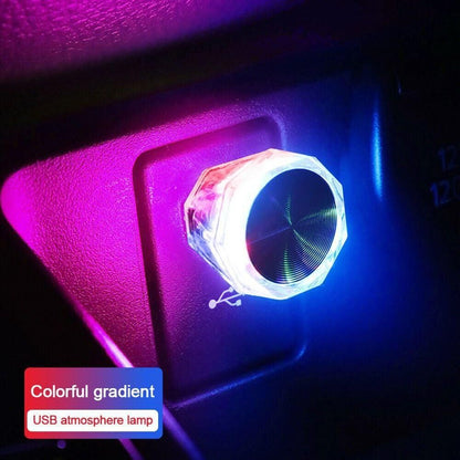 Multicolor Diamond Shape Car Mini USB LED Ambient Lights - Set of 2