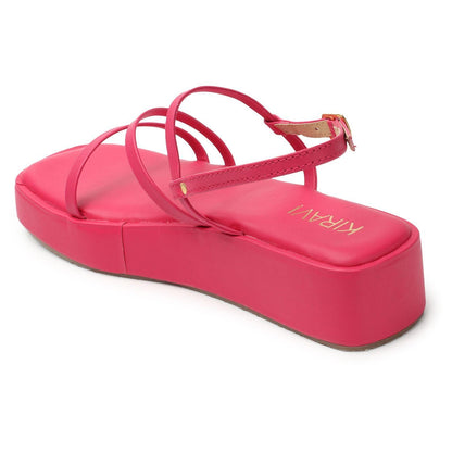 Kiravi Multi Strap Wedges- Pink