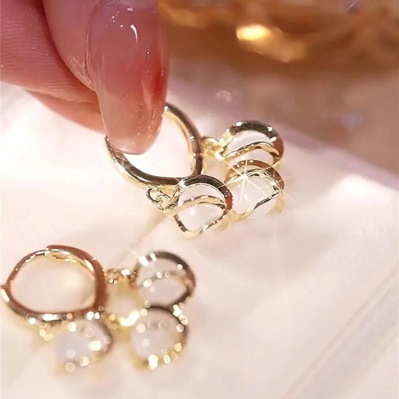 Korean Style Gold Plated Eyebell Cat Eye Earrings