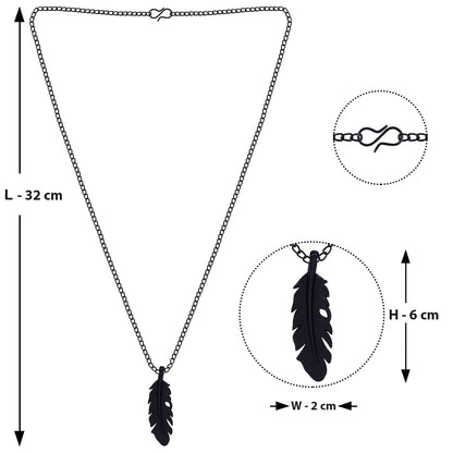 Fancy Stylish Leaf Shape Latest Designed Pendant For Women & Girls Black