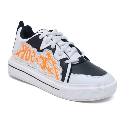 Monochrome Fancy Sneakers for Male with Tangelo Design